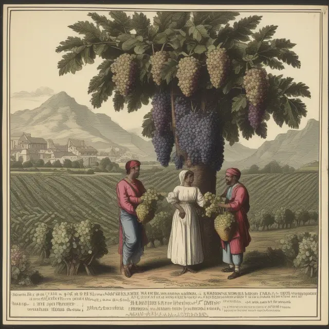 Two countries exchanging textiles and grapes, illustrating comparative advantage and its positive impact on economic growth