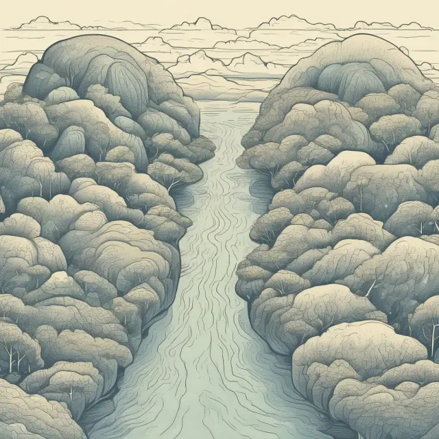 Two globes with interconnected rivers symbolizing countries exchanging resources to maximize economic potential through free trade.