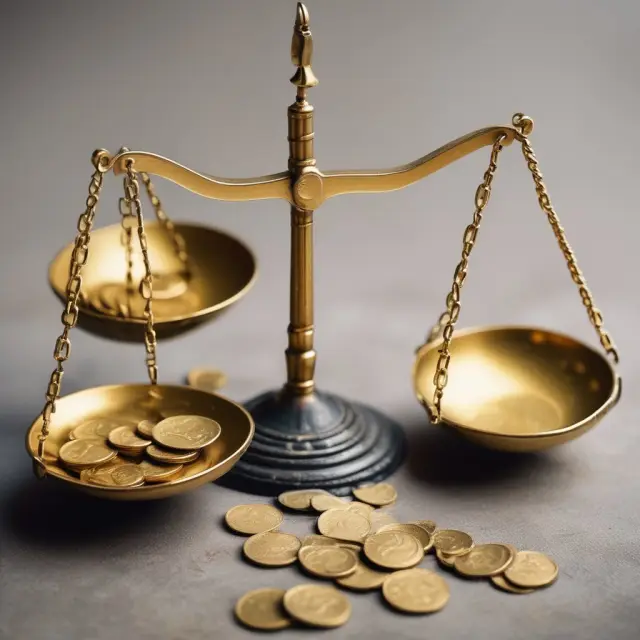 Golden scales balanced with coins symbolizing actual compensatory damages.