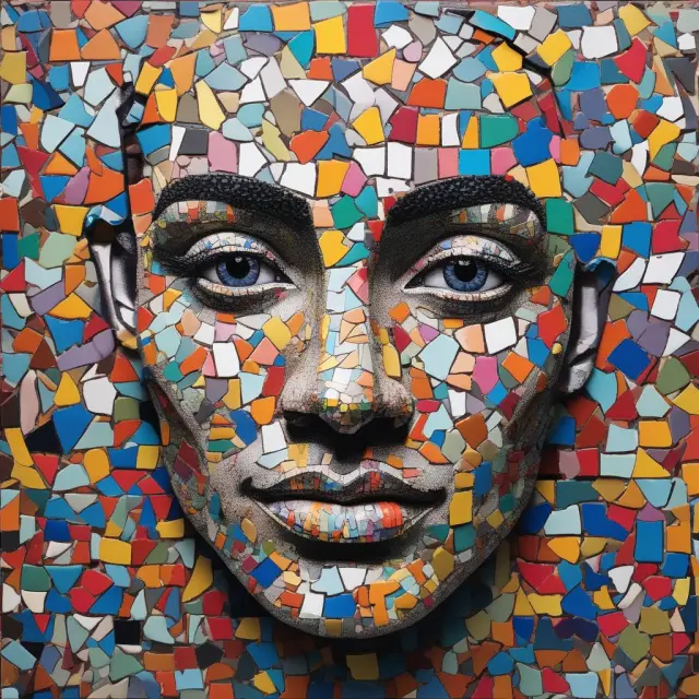 Competitive intelligence mosaic: A collage of competitor insights formed from shattered puzzle pieces representing various sources