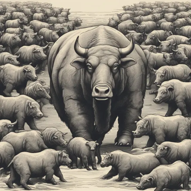 Two bulls and bears engaged in a strategic game on a chessboard, symbolizing the role of competitive intelligence in business success.