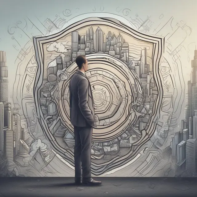 A Chief Compliance Officer depicted as a shield, safeguarding an organization from the intricacies and evolving nature of various regulations.