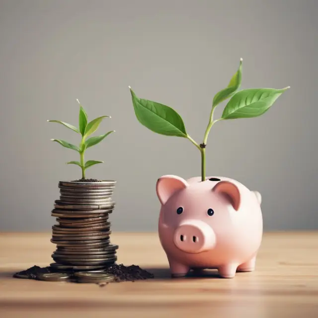 Seedling emerging from piggy bank, representing the power of compounding in growing retirement savings