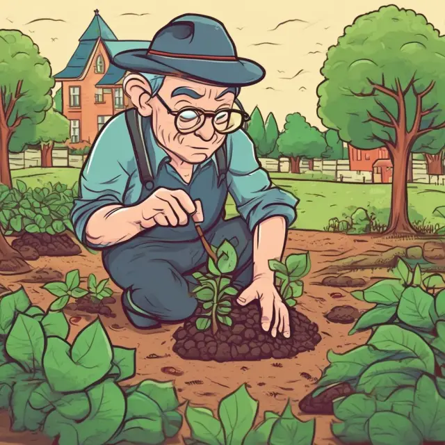 An investor tends to a flourishing garden filled with financial growth from compounding interest
