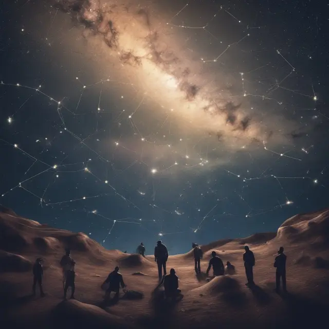 A night sky filled with constellations representing comparable companies used for determining fair market value through business valuation methods.