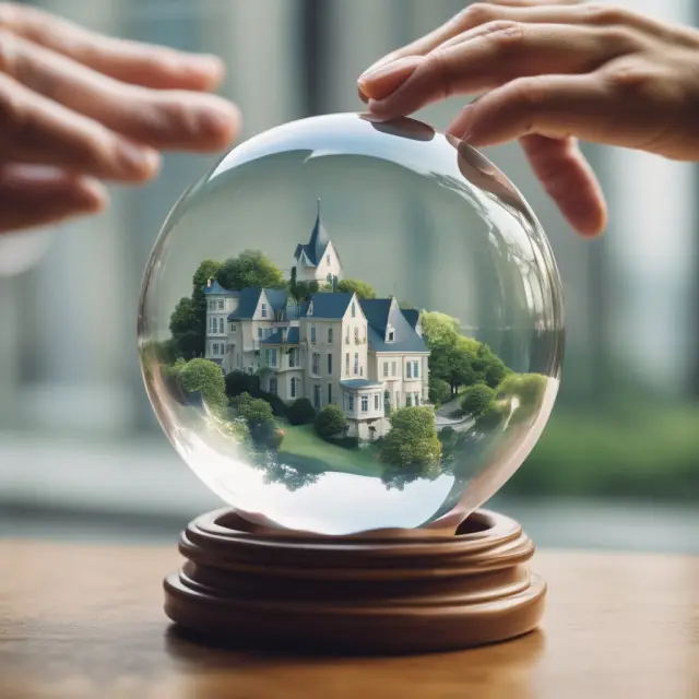 An oracle studying comps in a crystal ball, illustrating property valuation through accurate comparables