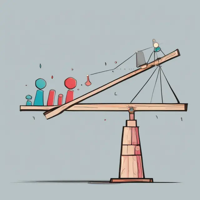 See-saw with data points representing a confidence interval