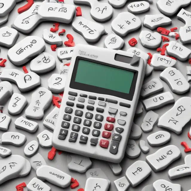 Question marks forming a whirlpool around a calculator with confidence interval equations, illustrating the common inquiries about this statistical concept.