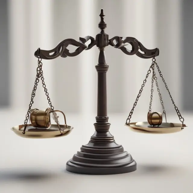 A scale of justice balances personal interests and fiduciary duty in finance, ethics, and business.
