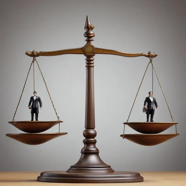 An image of a balanced scale where the pans are weighed down by corporate governance principles, symbolizing fairness and just decision making