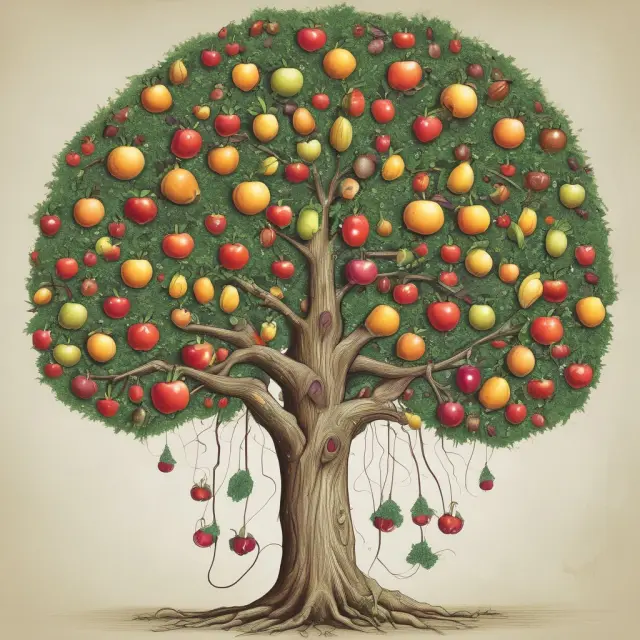 Tree symbolizes conglomerate with branches representing diverse businesses and a strong root system signifying cost savings, risk mitigation, and internal capital markets