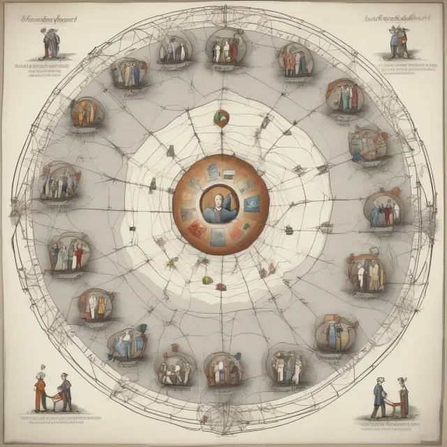 A giant conglomerate depicted as a juggler balancing numerous business spheres, symbolizing advantages and challenges