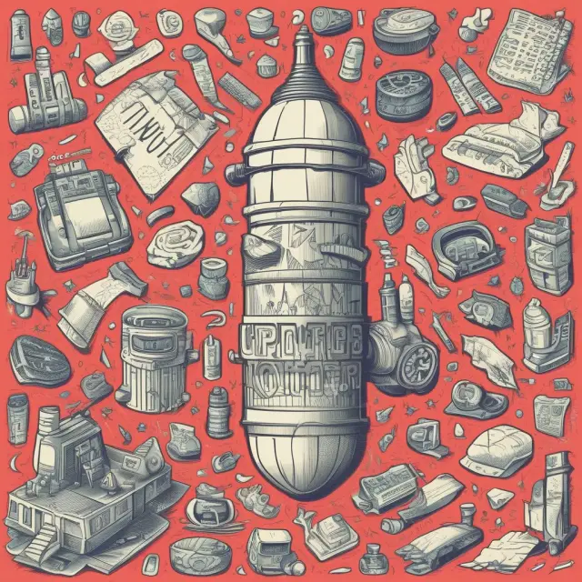 Image of a time capsule opening, revealing various industries merging and forming a complex conglomerate