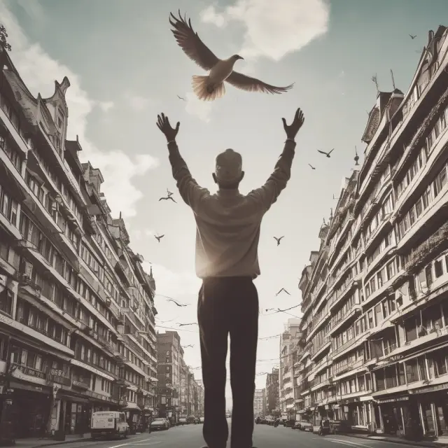 A consignment seller releases a dove signifying market access in a visually striking image with charts and a dove.