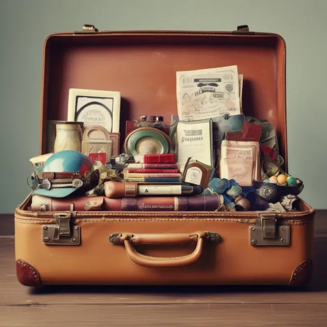 A vintage suitcase filled with a collection of unique items symbolizing various consignment shops and their success stories