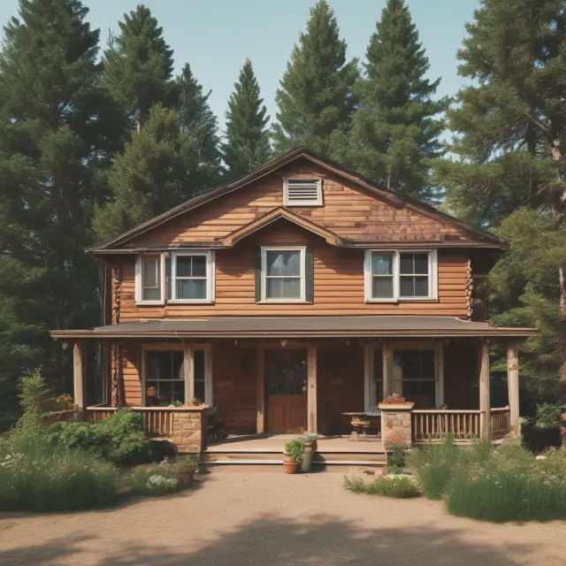 A visual comparison of a self-sufficient log cabin representing the early American Dream contrasted with a modern, oversized McMansion symbolizing consumerism