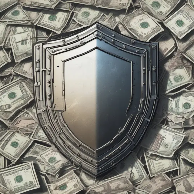 Image of a shield made of various investment types and insurance policies, symbolizing asset protection in uncertain times