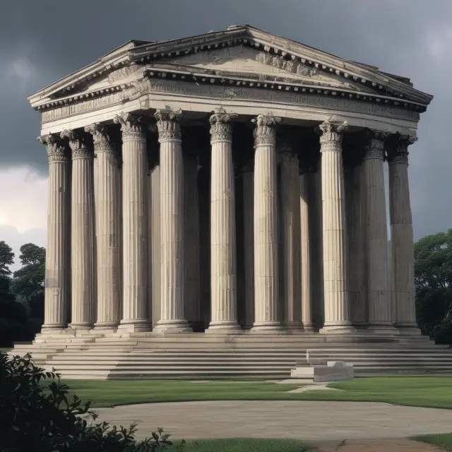 Government, investor, central bank, and corporation depicted as sturdy pillars withstanding a storm, illustrating effective contingency planning