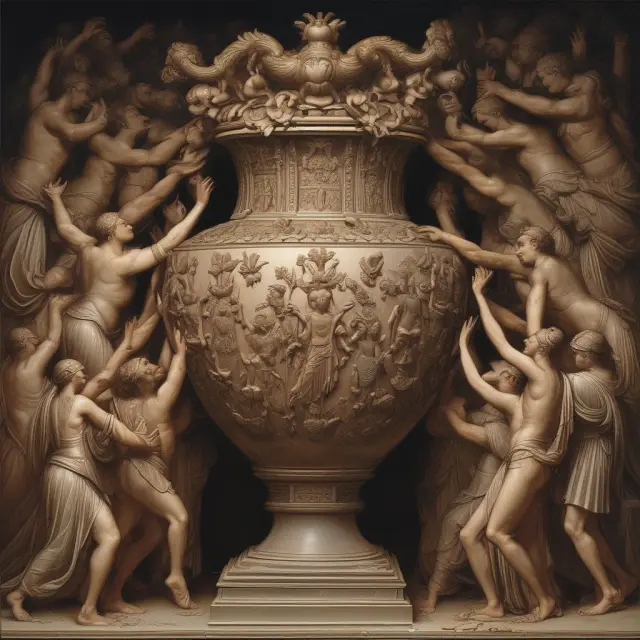 Image of an ancient vase pouring inherited wealth for contingent beneficiaries while balancing within the ten-year timeline set by the SECURE Act.