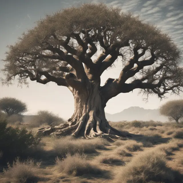 Image of an ancient tree with branches displaying various unripe fruits, symbolizing the potential for contingent assets and their uncertain realization