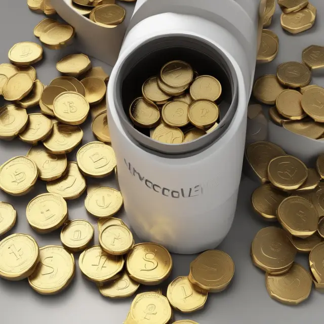 Golden time capsule expanding with continuously compounded coins, illustrating continuous compounding