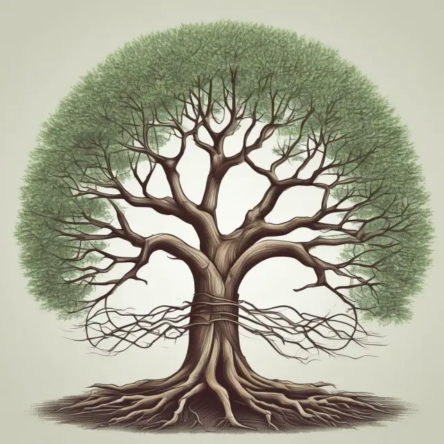 Visualization of continuous compounding: A tree whose branches represent infinite growth in an investment or debt.