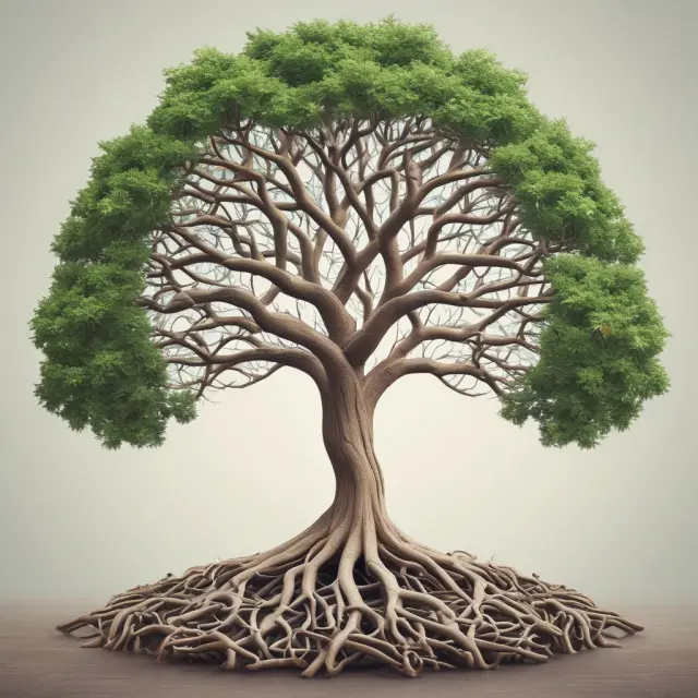 Tree symbolically illustrating continuous compounding concept, where branches represent infinite interest growth