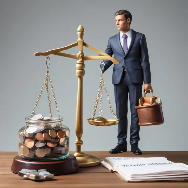 An accountant meticulously balances asset values using contra asset accounts, symbolized by a credit-balanced jar labeled 