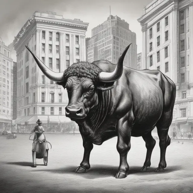 A treasury bull with a balance sheet in hand, reducing the number of outstanding shares to boost earnings per share