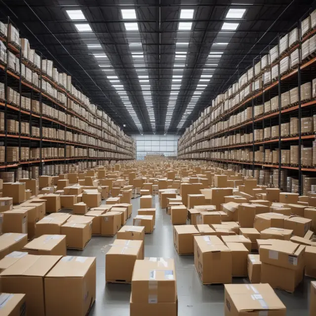 Amazon warehouse balanced by scales representing doubtful accounts and accumulated depreciation