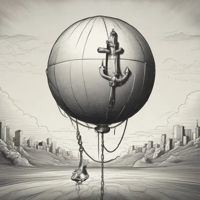 Anchoring inflation: A tightening noose around an overinflated economic balloon, illustrating the role of contractionary policies