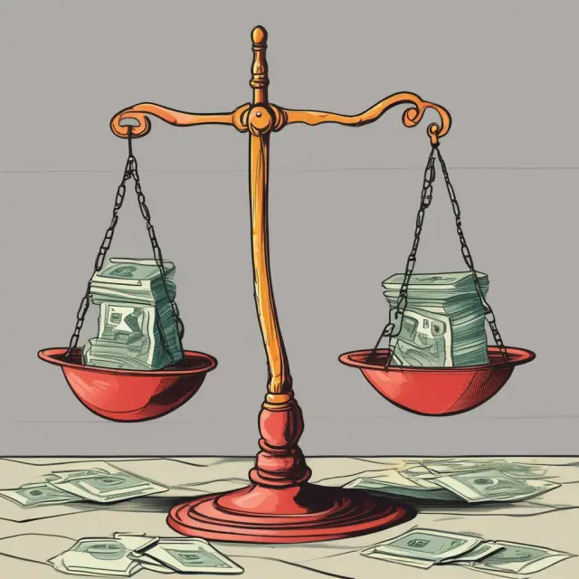 Image of scales tipping towards contraction due to tax increases and spending reductions, symbolizing the use of fiscal tools for countering economic overheating