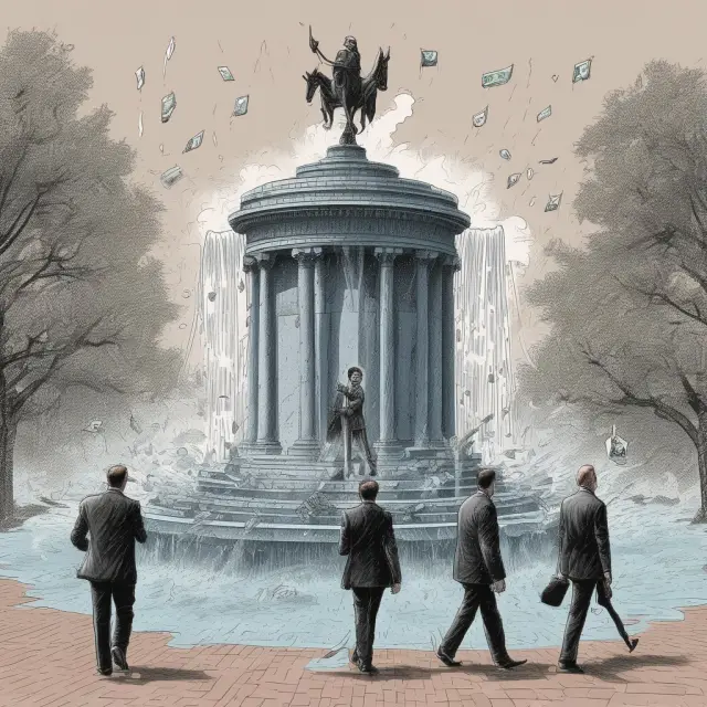 Central bankers making tough decisions to reduce the money supply and maintain price stability by turning away from an overflowing fountain of money