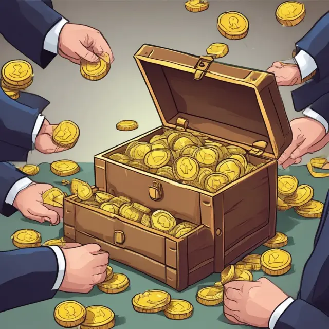 Image: Investors adding gold coins to a chest representing common stock (par value) and additional paid-in capital.