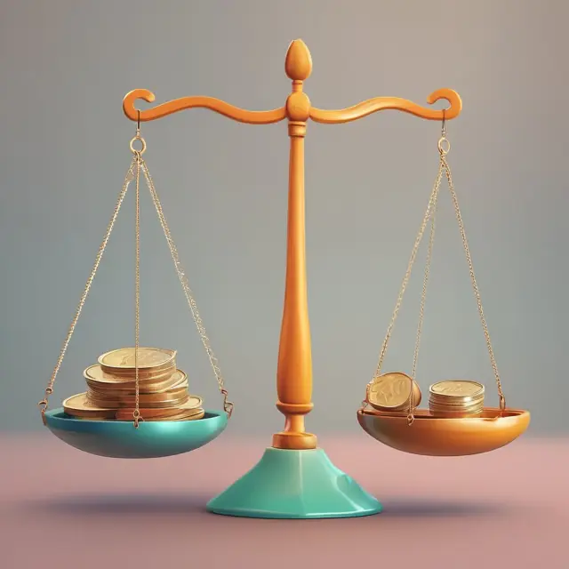Scales with revenue on one side and costs on the other, representing contribution margin calculation.