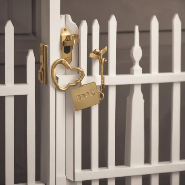 A person holds a golden key in front of a house with a 