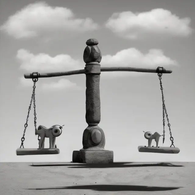 A seesaw with long-term bonds on the higher side, representing their role as a buffer against market interest rate fluctuations.