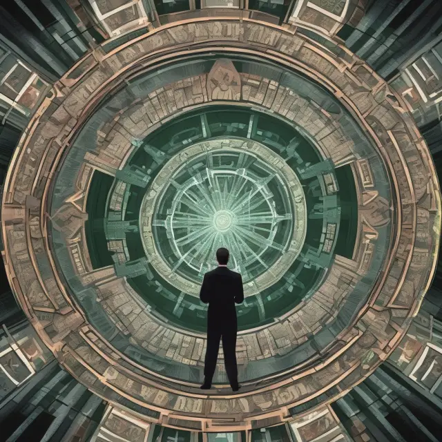 A deceptive magician manipulates Enron and WorldCom logos in a kaleidoscope, representing infamous accounting scandals