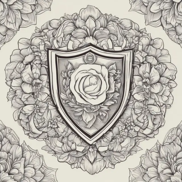 A shield emblazoned with a copyright symbol protects a painting, while a trademarked logo blossoms beside it. A flower representing a patent grows nearby.