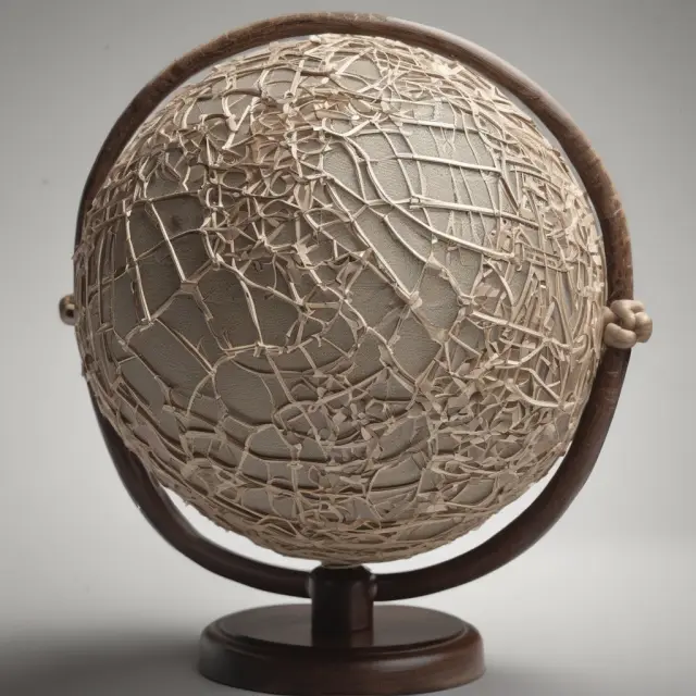 Globe interconnected by threads representing international copyright agreements