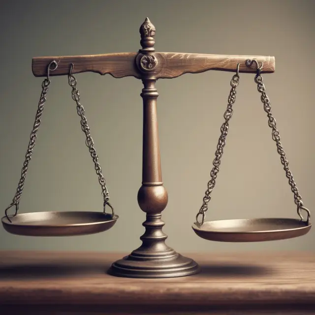 Visual representation of fair use and public domain as two sides of a balance scale in intellectual property rights.