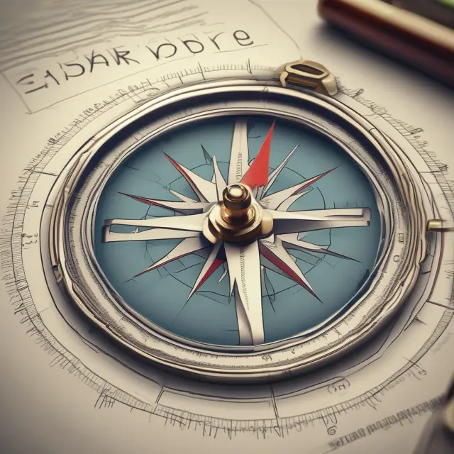 An ethical compass navigating various stakeholders, symbolizing a company