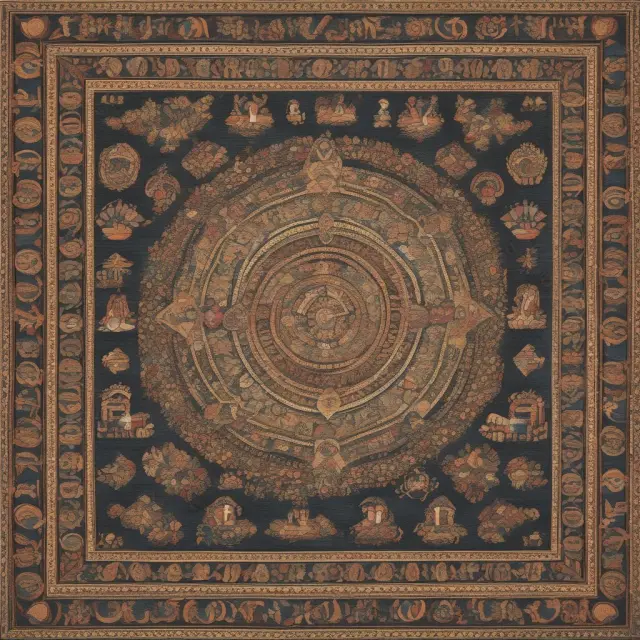 Vibrant tapestry depicting interwoven values and beliefs of a corporation
