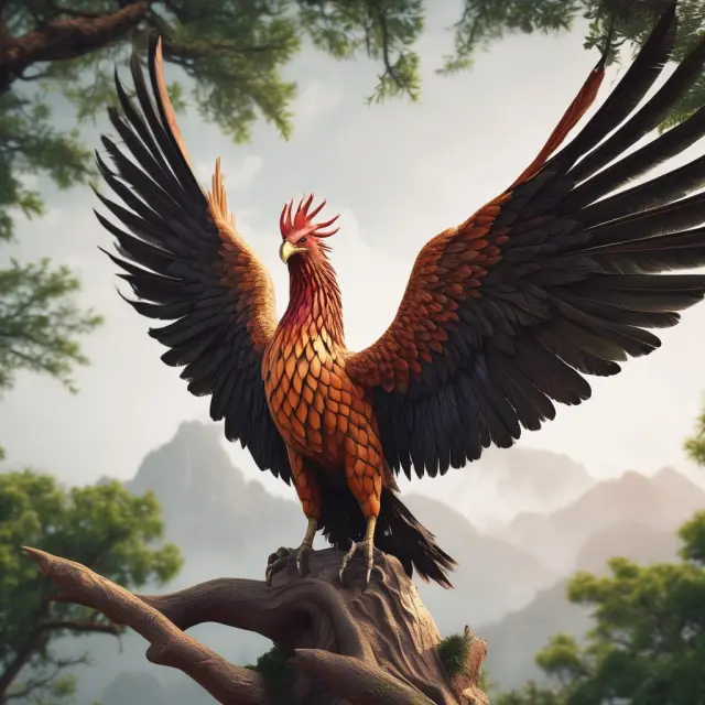 An image of a mythical Phoenix perched on the apex of a hierarchical tree, representing a CEO