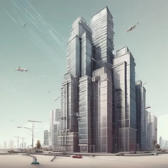 Two towers - one vertical and the other horizontal, symbolizing corporate hierarchies in a metaphorical comparison.