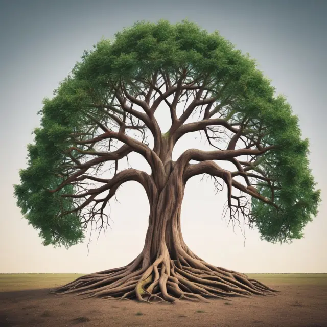 An image of a tree with intertwined roots symbolizing businesses in the Integrated Stage thriving in harmony with their communities