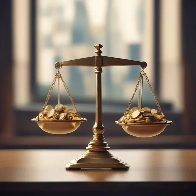 An image of a balanced scale, one pan holding golden coins symbolizing project cash flows and the other pan showcasing proposed investments.
