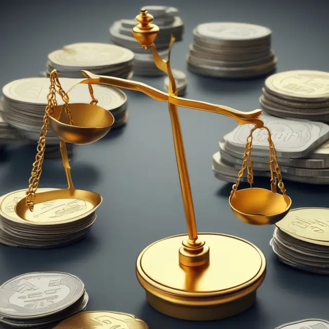 A golden scale in balance represents an optimal short-term liquidity position with equal parts current assets and liabilities
