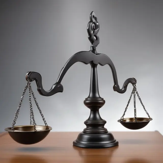 Two hands holding a balance scale, one with shareholders