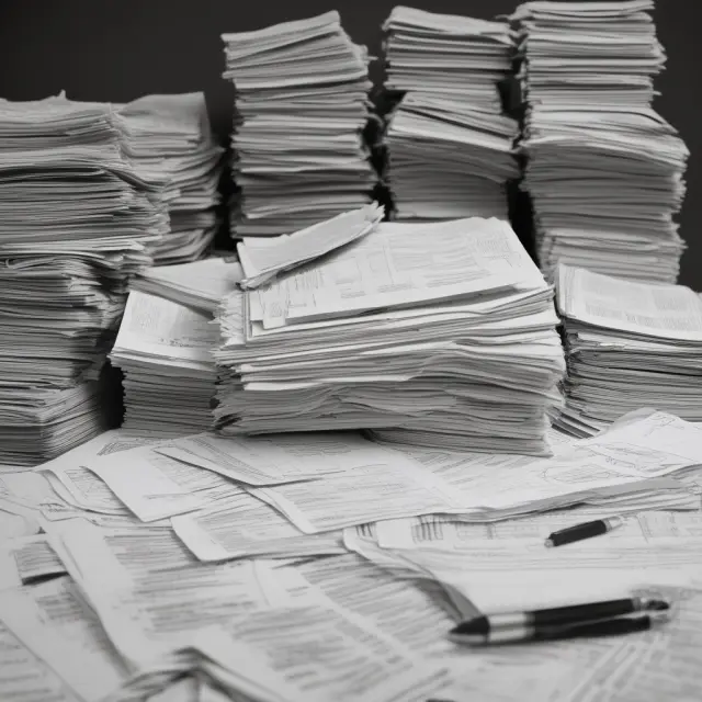 An organized scene depicting various business expenses being documented on a table, preparing for tax deduction calculations